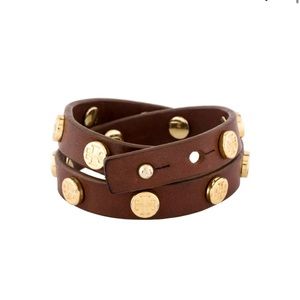Tory Burch Leather Logo Wrap Bracelet